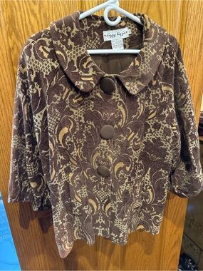 dizzy lizzie Brown Printed Button-Front Women's Jacket
